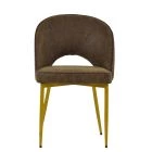 Flair Dining Chair Aged Brown Leather & Gold