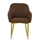 Lule Carver Dining Chair Aged Brown Leather & Gold