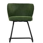Barley Dining Chair Aged Olive Green Leather & Black Base