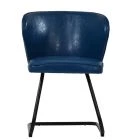 Barley Dining Chair Blue Leather & Black Base