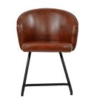 Robyn Dining Chair Vintage Tan Brown Leather & Black Base