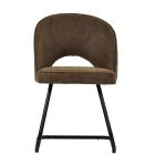 Clyde  Dining Chair Aged Brown Leather & Black Base