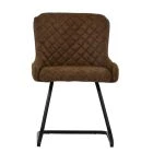 Marco Dining Chair Aged Brown Leather & Black Base