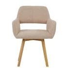 Aarhus Dining Chair Natural Cream Fabric & Wood Leg