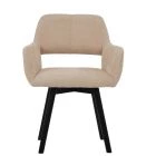 Lystrup Dining Chair Natural Cream Fabric & Wood Leg