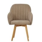 Herning Dining Chair Fawn Brown Fabric & Wood Leg