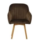 Herning Dining Chair Mocha Velvet & Wood Leg