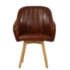 Herning Dining Chair Vintage Brown Leather & Wood Leg