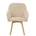 Soldberg Dining Chair Natural Cream Fabric & Wood Leg
