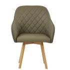 Soldberg Dining Chair Taupe Leather & Wood Leg