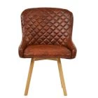 Viby Dining Chair Vintage Brown Leather & Wood Leg