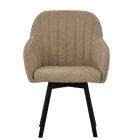 Holbaek Dining Chair Fawn Brown Fabric & Black Wood