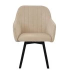 Holbaek Dining Chair Natural Cream Fabric & Black Wood
