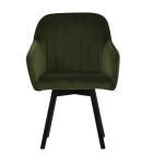 Holbaek Dining Chair Olive Green Velvet & Black Wood