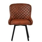 Ikast Dining Chair Vintage Brown Leather & Black Wood