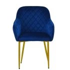 Opus Carver Dining Chair Blue Velvet & Gold