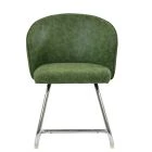 Flek Dining Chair Aged Olive Green Leather & Chrome