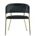 Texel Dining Chair Dark Grey Velvet & Gold