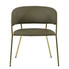 Texel Dining Chair Taupe Leather & Gold