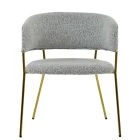 Texel Dining Chair Grey Boucle Fabric & Gold