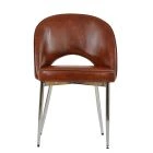 Flair Dining Chair Vintage Tan Brown Leather & Chrome