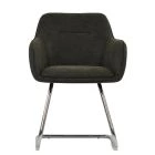 Swarm Dining Chair Slate Grey Leather & Chrome