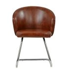 Flek Dining Chair Vintage Tan Brown Leather & Chrome