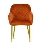 Opus Carver Dining Chair Burnt Orange Velvet & Gold