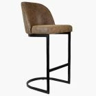Delamere Bar Stool Antique Brown Leather & Black Leg 75cm
