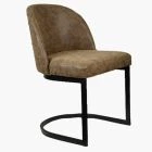 Delamere Dining Chair Antique Brown Leather & Black Leg 45cm