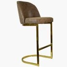Delamere Bar Stool Antique Brown Leather & Gold Leg 65cm