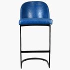 Delamere Bar Stool Blue Leather & Black Leg 75cm