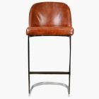 Delamere Bar Stool Tan Brown Leather & Chrome Leg 75cm