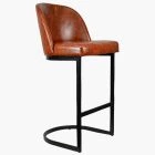 Delamere Bar Stool Vintage Tan Brown Leather & Black Leg 75cm
