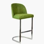 Delamere Bar Stool Green Leather & Chrome Leg 75cm