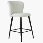 Dove Bar Stool Cream Boucle Fabric & Black Leg