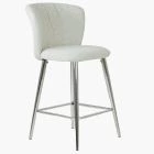 Dove Bar Stool Cream Boucle Fabric & Chrome Leg