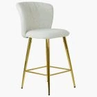 Dove Bar Stool Cream Boucle Fabric & Gold Leg