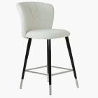 Dove Bar Stool Cream Boucle Fabric & Black \ Silver Leg