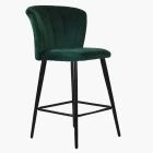 Dove Bar Stool Green Velvet & Black Leg