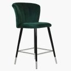 Dove Bar Stool Green Velvet & Black \ Silver Leg