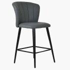 Dove Bar Stool Dark Grey Leather & Black Leg