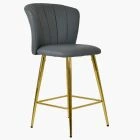 Dove Bar Stool Dark Grey Leather & Gold Leg
