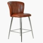 Dove Bar Stool Brown Leather & Chrome Leg