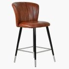 Dove Bar Stool Vintage Tan Brown Leather & Black \ Silver Leg