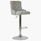 Drummond Bar Stool Stone Grey Boucle Fabric & Chrome Base