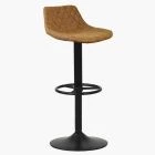 Toronto Bar Stool Antique Brown Leather & Black Base
