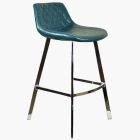 Duran Bar Stool Blue Leather & Chrome Leg
