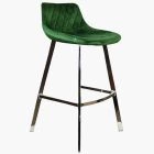 Duran Bar Stool Green Velvet & Chrome Leg