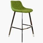 Duran Bar Stool Vintage Green Leather & Chrome Leg
